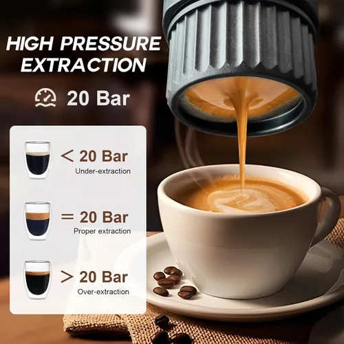 Miniatura 5 de H02 PRO - Cafetera portátil para café, cafetera eléctrica para viajes, máquina de café expreso para café molido y cápsulas NS, mini cafetera de 20