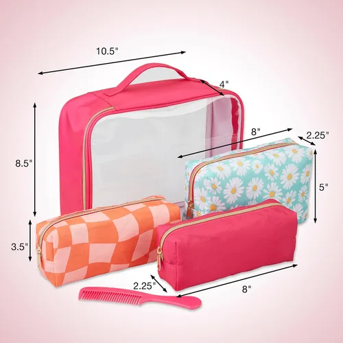 Miniatura 5 de Conair Set de 5 piezas de artículos de tocador y bolsa de cosméticos por menos de $30, incluye 4 bolsas de maquillaje y 1 peine de viaje