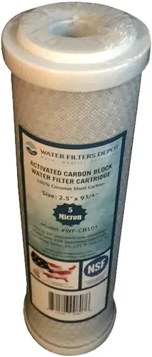 Miniatura 4 de WFD, WF-CB105 Cartucho de filtro de agua de bloque de carbón activado de 2.5 pulgadas x 9-3/4 pulgadas, cabe en carcasas de tamaño estándar de 10
