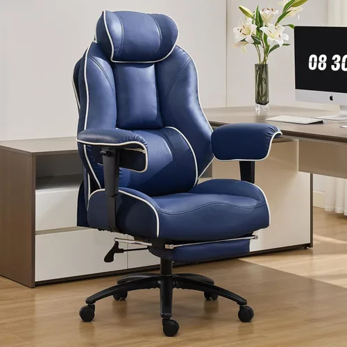 Miniatura 10 de DJWang - Silla de oficina grande y alta con reposapiés, silla de oficina ejecutiva de respaldo alto, silla ergonómica de piel sintética con soporte