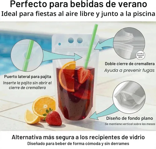 Miniatura 3 de C CRYSTAL LEMON 100 bolsas de licor, bolsas de bebida para adultos con bolsas de pajita, bolsas de jugo con 100 popotes de bebida, bolsas de bebidas