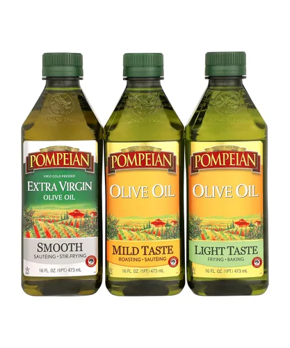 Miniatura 8 de Pompeian Paquete variado de aceite de oliva virgen extra, AOVE suave, selección gourmet, AOVE robusto, contiene polifenoles, primer prensado
