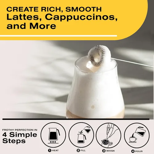 Miniatura 4 de Bean Envy Espumador de leche para café, de mano, mini mezclador eléctrico de bebidas, espumador y espumador con soporte para café, lattes, Rojo