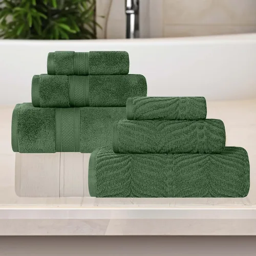 Miniatura 77 de Superior Juego de toallas surtidas de algodón Chevron de 12 piezas, cero torsión, secado rápido, artículos esenciales para el hogar, ducha, spa