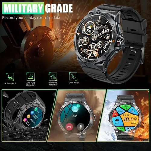 Miniatura 2 de Reloj inteligente militar para hombre, para responder/hacer llamadas, 1.43 pulgadas, AMOLED siempre encendido, reloj inteligente resistente