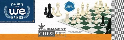 Miniatura 7 de WE Games Juego de ajedrez de torneo con bolsa de lona marrón de lujo, piezas de ajedrez con triple peso con tablero de ajedrez enrollable de vinilo