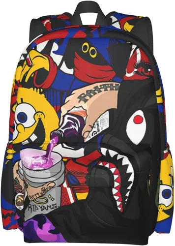 Miniatura 9 de Vkaxopt Mochila con dientes de tiburón, mochilas camuflaje, mochila de viaje para portátil, mochila de gran capacidad, bolsa de libros, moda