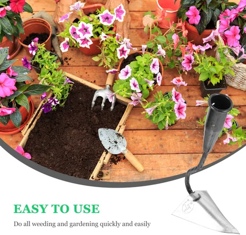 Miniatura 6 de DOITOOL Cultivador manual de jardín triangular de 12.4 pulgadas con cabeza de hierro resistente para excavación de suelo, deshierbe y abono