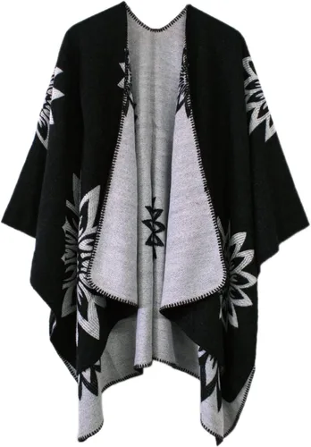 Miniatura 10 de Urban CoCo Poncho de colores para mujer, chal con frente abierto, color en bloques