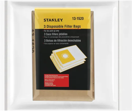 Miniatura 4 de Stanley 13-1520 Bolsa de filtro desechable para aspiradora húmeda o seca de 10 galones, paquete de 3
