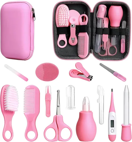 Miniatura 9 de Kit de cuidado y aseo para bebés, juego de seguridad para bebés de 14 en 1, juego de cuidado de salud de guardería para recién nacidos con cepillo