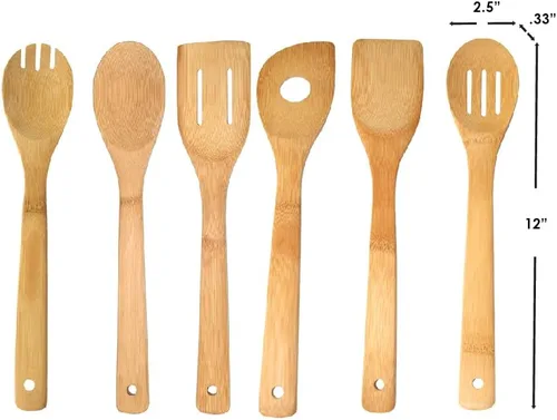 Miniatura 6 de Home Basics Juego de herramientas de cubiertos de cocina de bambú de 6 piezas