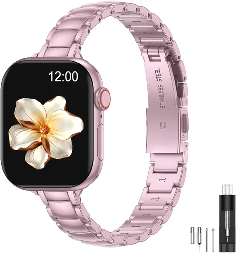 Miniatura 10 de MioHHR - Correas delgadas de metal compatibles con Apple Watch Band Ultra3/2/1 Series 11 10 9 8 7 6 5 4 3 2 1 SE3/2/1, correa delgada y estrecha