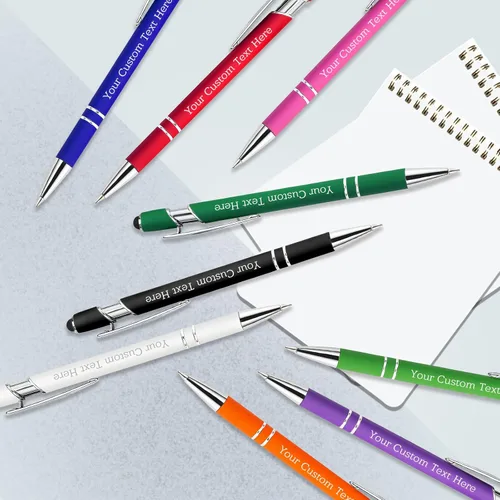 Miniatura 7 de Bolígrafos personalizados con nombre a granel, juego de bolígrafos personalizados, lápiz capacitivo grabado, logotipo, texto, regalo para negocios