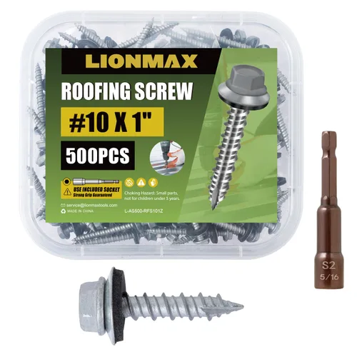 Miniatura 29 de LIONMAX 300 piezas de tornillos para techos de metal #10 × 1 pulgada, revestimiento antioxidante, cabeza hexagonal, tornillo de chapa metálica