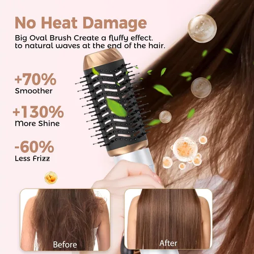 Miniatura 5 de Cepillo secador de cabello mágico Air Styler 6 en 1, cepillo secador iónico negativo y 3 configuraciones de calor, rizado automático desmontable