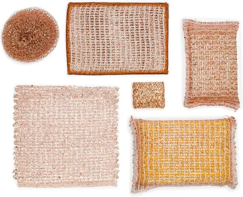 Miniatura 7 de Redecker Paño de Fregado de Cobre Tejido de 2 Capas y Toallita de Limpieza de Microfibra – Superficie Dual, Antiarañazos, Reutilizable y Lavable a