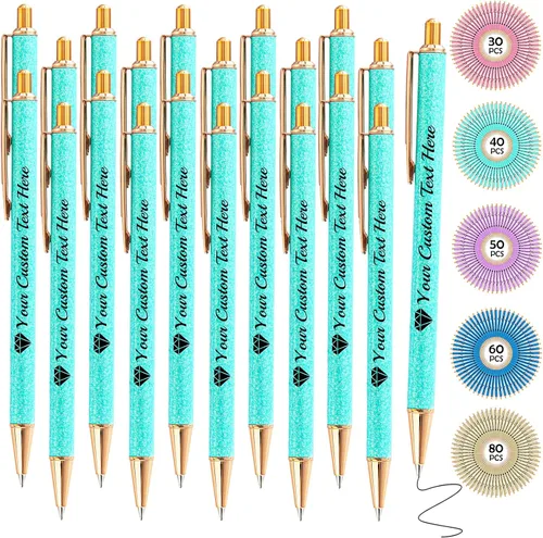 Miniatura 63 de Hasta 100 bolígrafos personalizados con nombre a granel, bolígrafo con purpurina de impresión personalizada, grabado gratis, texto con logotipo