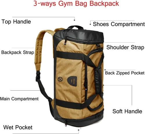 Miniatura 7 de Bolsa de lona para gimnasio, mochila deportiva impermeable, bolsa de viaje para hombres y mujeres, bolsa de noche con compartimento para zapatos
