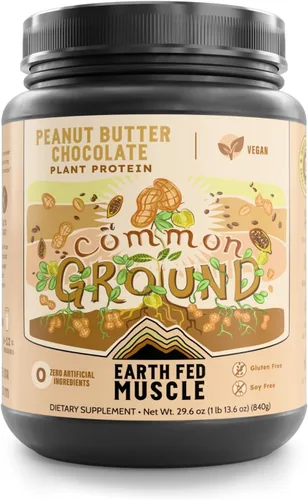 Miniatura 10 de Earth Fed Muscle Proteína vegetal de tierra común – Proteína vegetal de chocolate en polvo con MCT en polvo con soja y sin gluten, sin azúcar