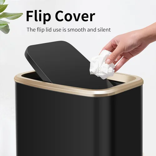 Miniatura 3 de Cubo de basura pequeño de 2 galones para oficina y baño con tapa oscilante, cubo de basura para sala de estar, dormitorio, cubo interior, cubo