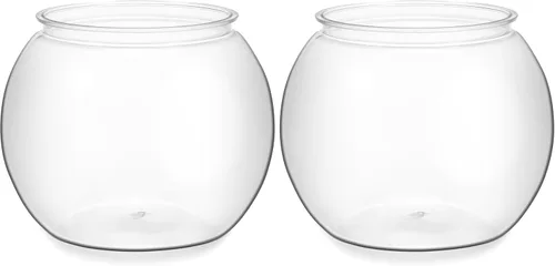 Miniatura 10 de Tazón de plástico de 1 galón, tanque Betta de pez dorado redondo transparente inastillable, pequeño jarrón de burbujas para centro de mesa, tarro