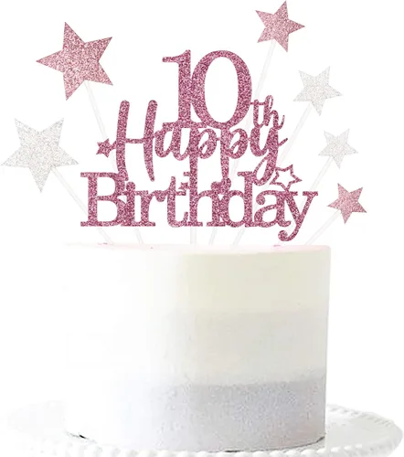 Miniatura 46 de Decoración brillante para tarta de primer cumpleaños feliz con estrella, adornos personalizados para tarta de 1 cumpleaños, decoraciones de fiesta