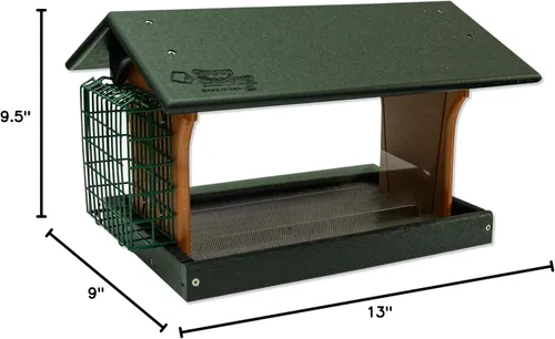 Miniatura 2 de Comedero clásico de polietileno para pájaros (verde césped y cedro, estilo de montaje - colgante)