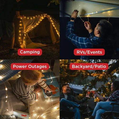 Miniatura 3 de LuminAID Cadena de luces solares con cargador de teléfono, luces recargables para tienda de campaña para campamento, cadena de luces de 32 pies