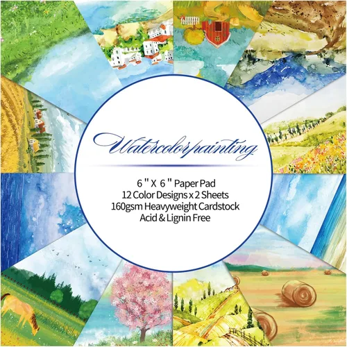 Miniatura 12 de 24 hojas de 12 diseños de álbumes de recortes, 6 x 6 pulgadas, papel de cartulina para manualidades Decopodge de una sola cara, álbum de recortes