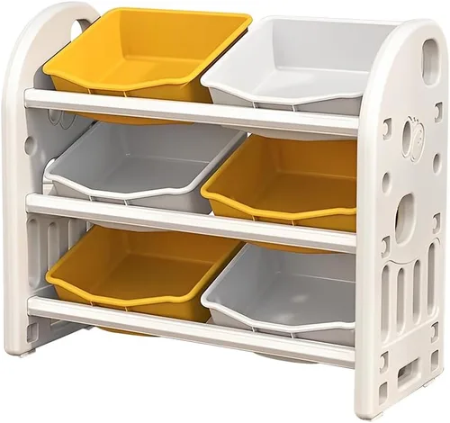 Miniatura 8 de Wohh - Organizador de almacenamiento de juguetes para niños, organizador de almacenamiento para libros y juguetes con 6 contenedores multiusos