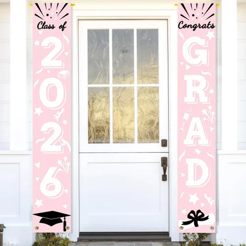 Miniatura 12 de Cartel de graduación para porche, letrero de clase, banderas colgantes de felicitaciones, escuela secundaria, universidad, fiesta, decoración