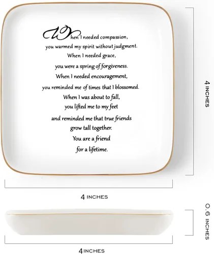 Miniatura 5 de PUDDING CABIN - Plato personalizado para anillos para regalos de amistad con el mensaje "You are a Friend For a Life Time
