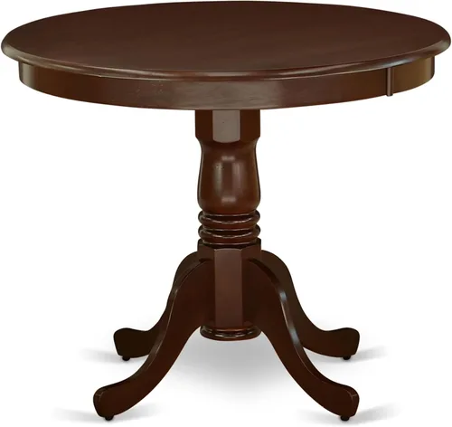 Miniatura 3 de East West Furniture ANDL3-MAH-W Juego de mesa y sillas de cocina de 3 piezas contiene una mesa de comedor redonda con pedestal y 2 sillas
