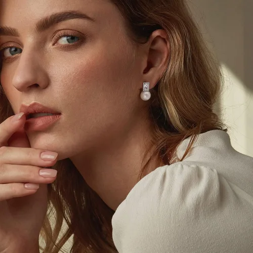 Miniatura 49 de Aretes colgantes de plata de ley 925 seleccionados a mano AAA+ de 7.5 a 0.315 in con perlas cultivadas de agua dulce blancas para mujer