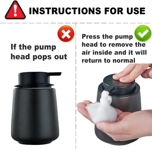 Miniatura 7 de Dispensador de jabón de manos de espuma de 12 onzas, dispensador de jabón espumoso negro para baño con bomba fácil de presionar, dispensador