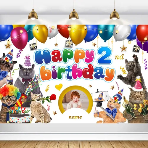 Miniatura 12 de Cartel personalizado de decoración de 2º cumpleaños con foto y nombre personalizados Personalizado-2º Coche