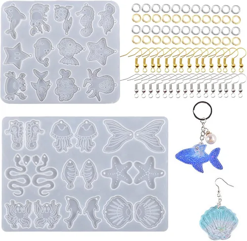 Miniatura 12 de Attuslla Moldes de resina de silicona para aretes con anillos para hacer joyas, colgantes, aretes Estilo 9
