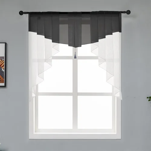 Miniatura 9 de PearAge Cortinas traslúcidas con cenefa para sala de estar, cenefa para ventanas de granja, cortinas festoneadas a medida con bolsillo para barra