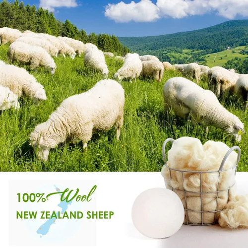 Miniatura 2 de Paquete de 4 bolas de secado de lana, bolas de secado de lavandería, 100% lana de Nueva Zelanda suavizante de tela natural, reutilizables, 1000