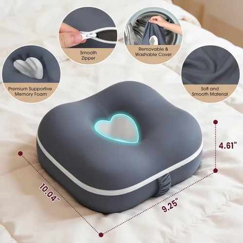 Miniatura 6 de Almohada de rodilla de espuma viscoelástica para dormir de lado, almohada de apoyo con diseño de recorte de corazón y correa ajustable, almohada