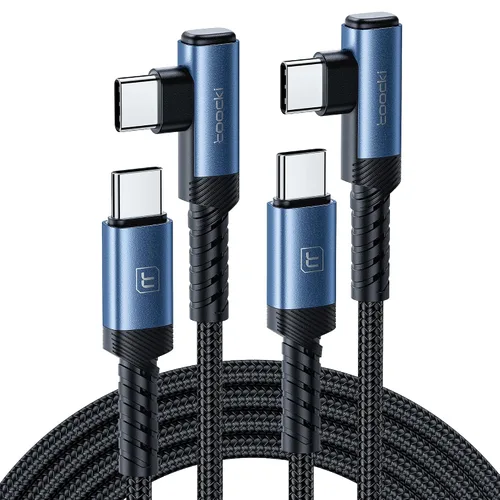 Miniatura 19 de Cable de carga USB C a USB C (3.3 pies, paquete de 2), cable de carga tipo C de 60 W, cable de carga rápida de ángulo recto USBC a USBC para iPhone