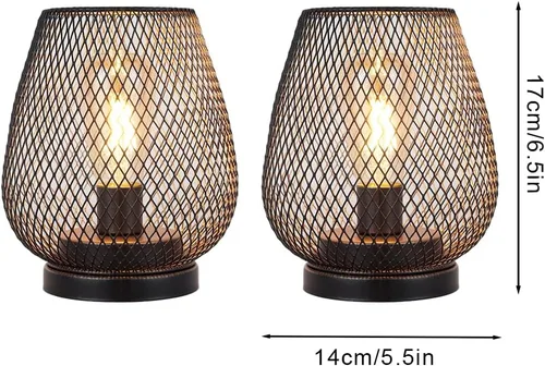 Miniatura 2 de JHY DESIGN Juego de 2 faroles LED de jaula de metal alimentados por batería, luz de acento inalámbrica con LED y temporizador de 6 horas, ideal
