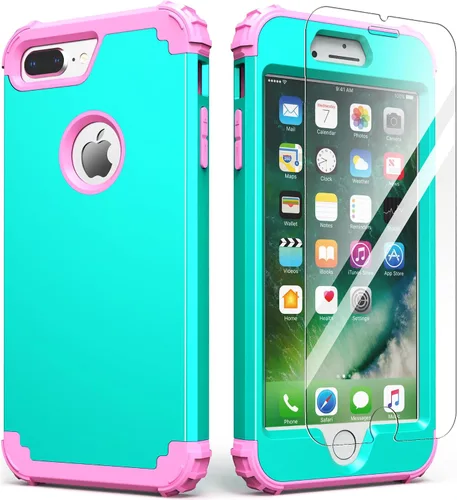 Miniatura 15 de IDweel Funda para iPhone 8 Plus, para iPhone 7 Plus con Protector de Pantalla, 3 en 1 Híbrida Resistente a Golpes de Servicio Pesado, Cubierta Dura