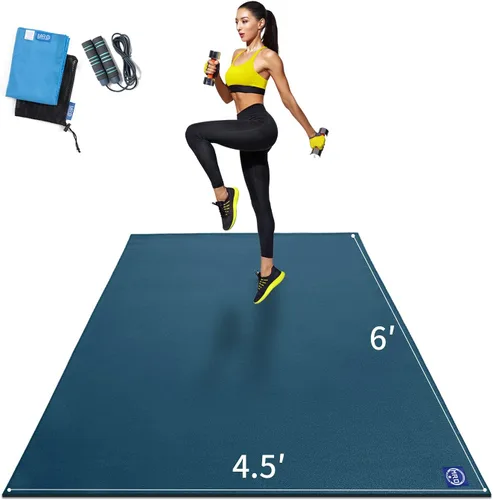 Miniatura 7 de MRO Extra Large Exercise Mat For Home Gym, 8'x4.5'/7'x4.5'/6'x4.5'(7mm) Workout Mats for Gym Flooring, Non-Slip, Extra Thick Durable Cardio Mat