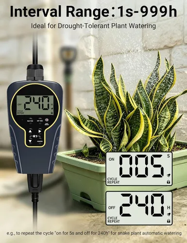 Miniatura 2 de Techbee Temporizador de ciclo de repetición de intervalo de encendido y apagado corto/ largo de 1 s a 999 h, salida de enchufe con cuenta regresiva
