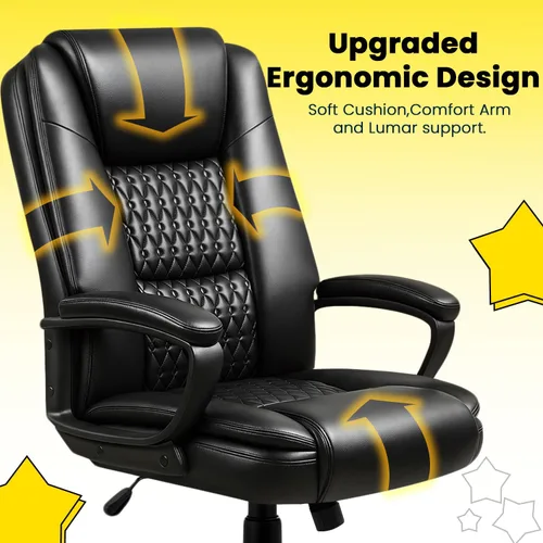 Miniatura 6 de OFIKA Silla de oficina en casa, silla grande y alta de 400 libras, diseño resistente, cojín ergonómico de respaldo alto, soporte lumbar para Negro
