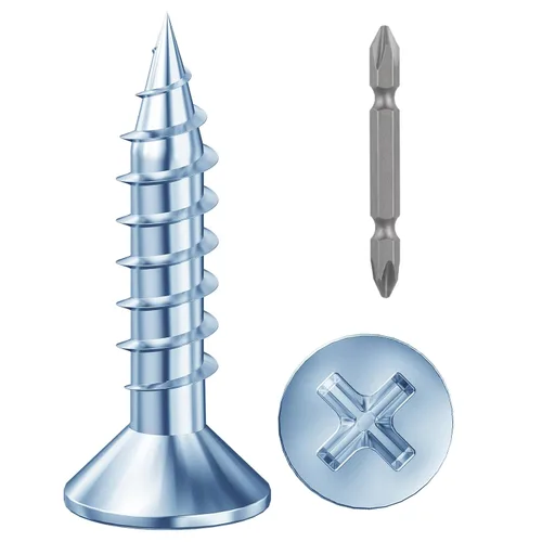 Miniatura 34 de Wensilon (385 piezas) Tornillos de cabeza plana negros para madera, tornillos autorroscantes de cabeza plana para metal rápido, equipados con kit