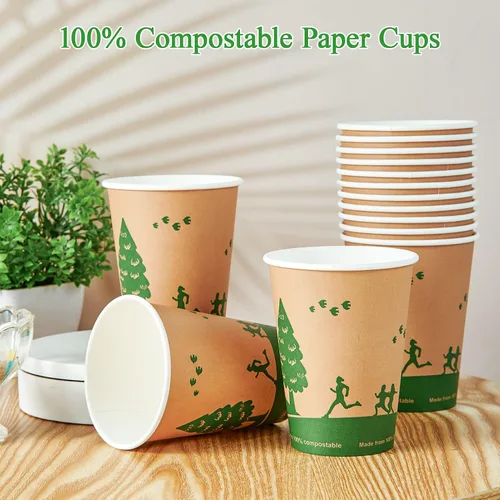 Miniatura 6 de ECOLipak 240 unidades de 12 onzas Tazas de papel compostables, tazas de café desechables biodegradables con revestimiento de PLA, tazas de papel