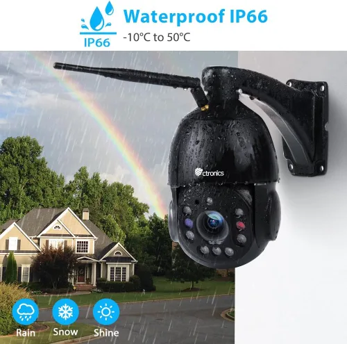 Miniatura 8 de Ctronics Cámara de seguridad con zoom óptico de 5MP 30X WiFi para exteriores, cámaras de vigilancia WiFi de 2.4/5Ghz con crucero y zoom automático